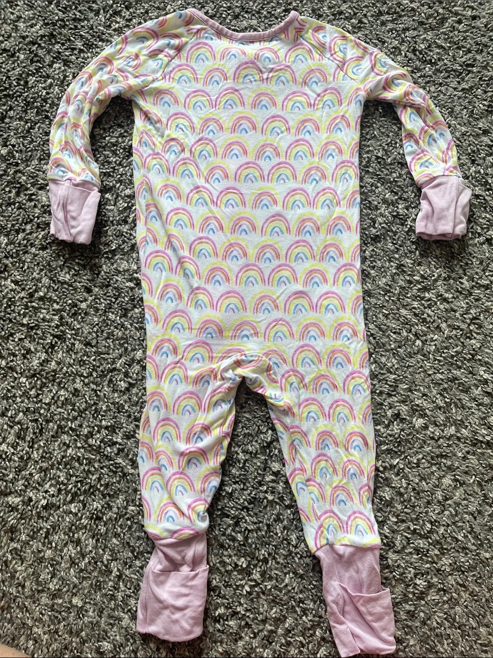 Little Sleepies Pink Rainbow Zip-Front One-Piece Pajamas - size 3-6 months